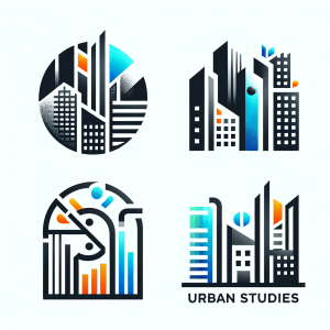 A logo for a research center dedicated to urban studies, capturing the essence of modern city living and academic research in a sleek and professional design.